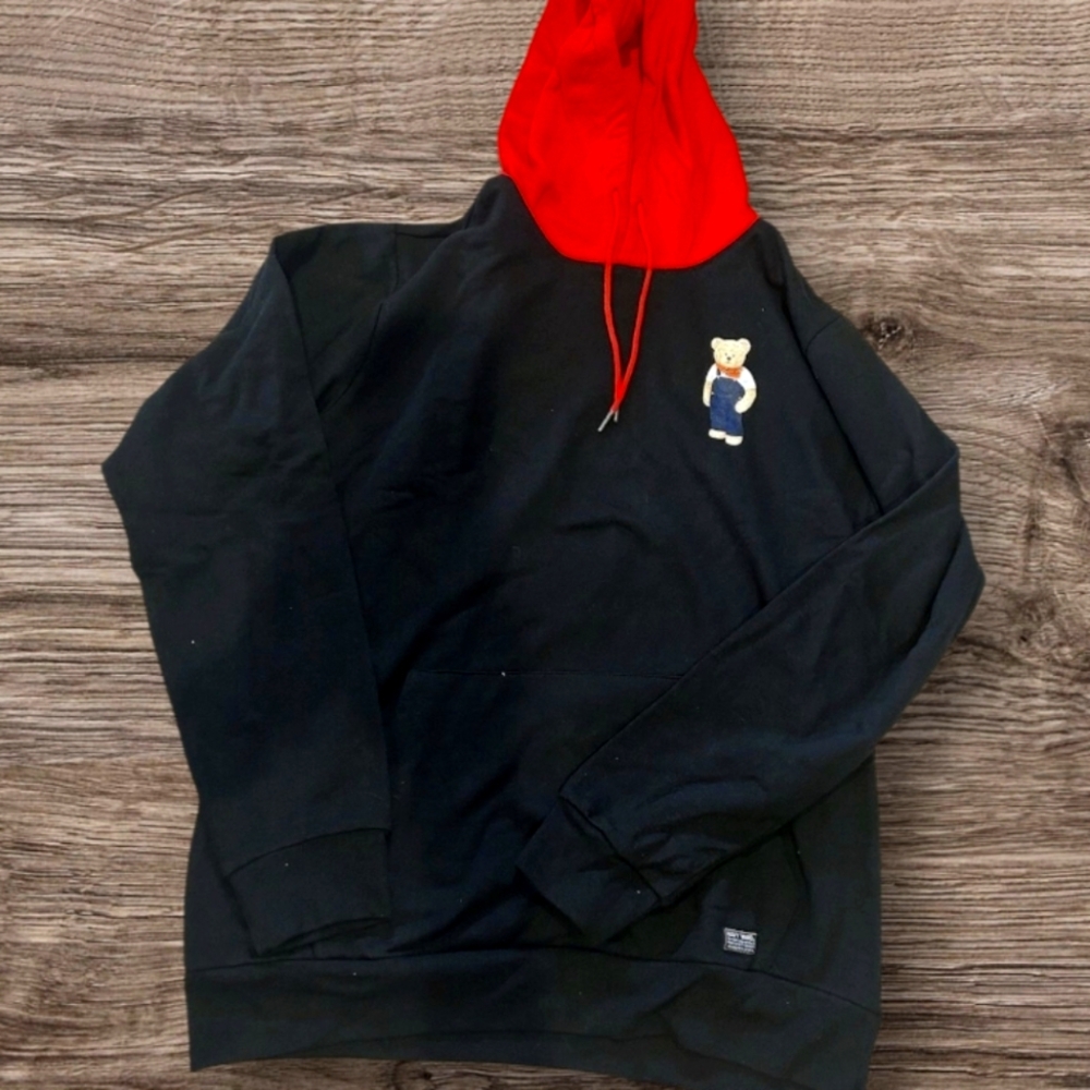 Navy Yard Small Teddy Bear Logo Black Hoodie Sweatshirt- Men’s